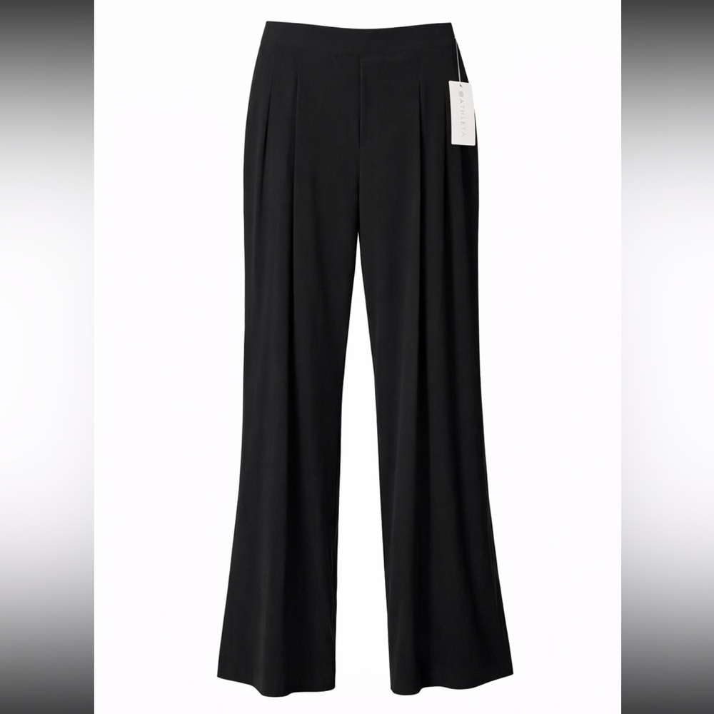 Athleta Brooklyn Heights Pleated Wide Leg Pant in Black Size 16 Tall NWT
